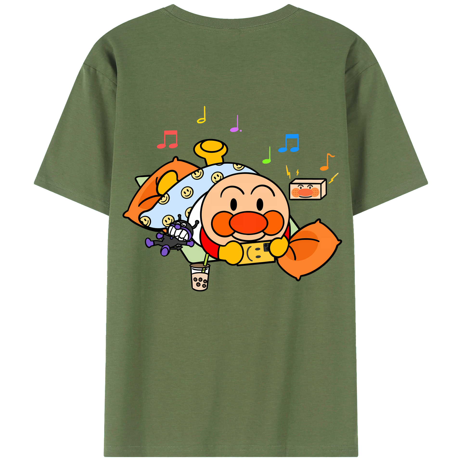 （画像用） アンパンマン Anpanman 綿100％ メンズ半袖Tシャツ（バックプリント） 通気性